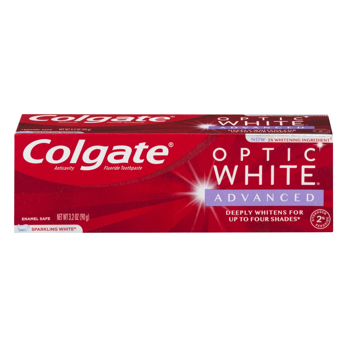 slide 1 of 5, Colgate Optic White Advanced Whitening Toothpaste with Fluoride 2% Hydrogen Peroxide - Sparkling White - 3.2oz, 3.2 oz