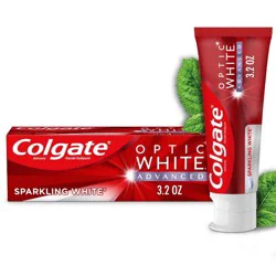Colgate Optic White Advanced Teeth Whitening Toothpaste, Sparkling White, 3.2 Oz