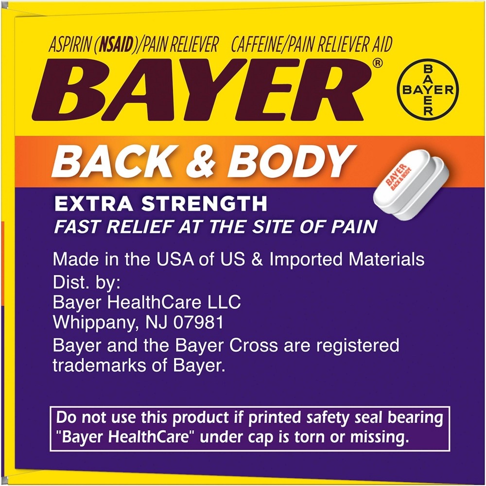 Bayer Extra Strength Back And Body Pain Reliever Caplets Tablets