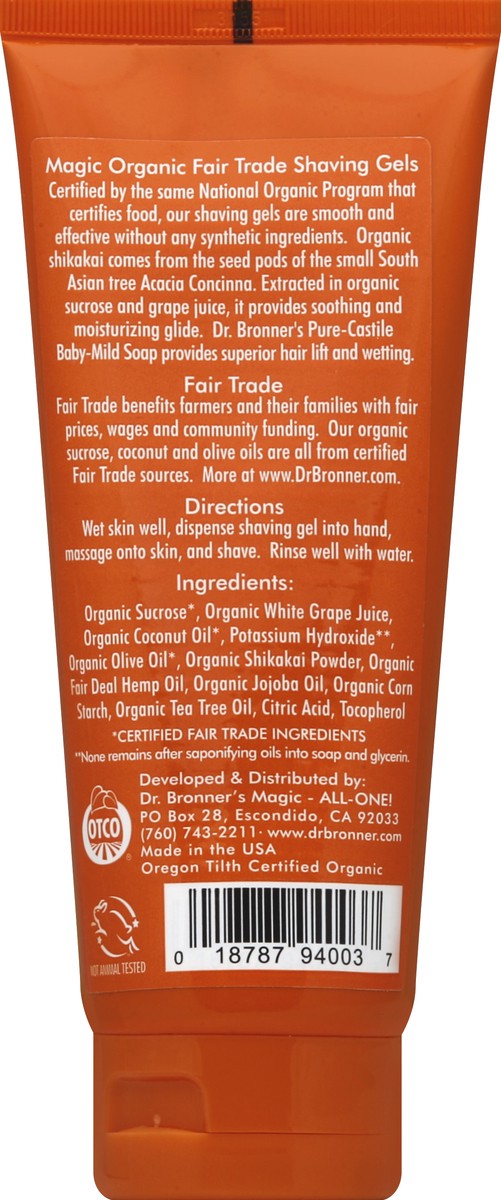 slide 3 of 3, Dr. Bronner's Organic Tea Tree Shave Gel, 7 fl oz