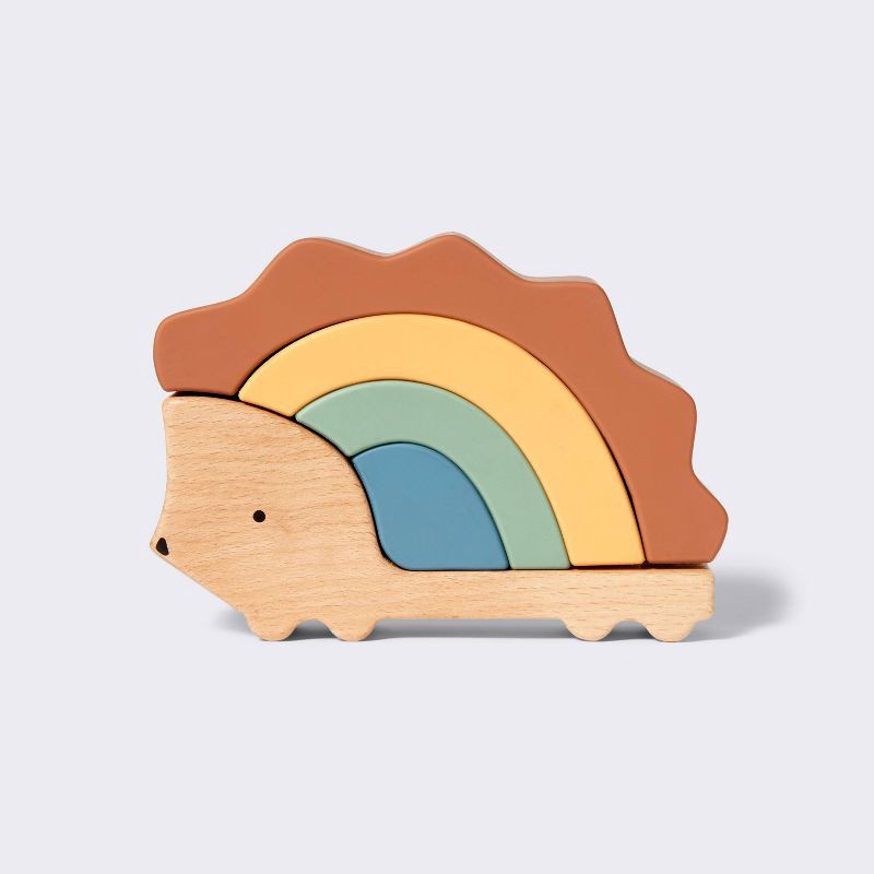 slide 1 of 4, Silicone Toy - Hedgehog Stacker - Cloud Island™, 1 ct