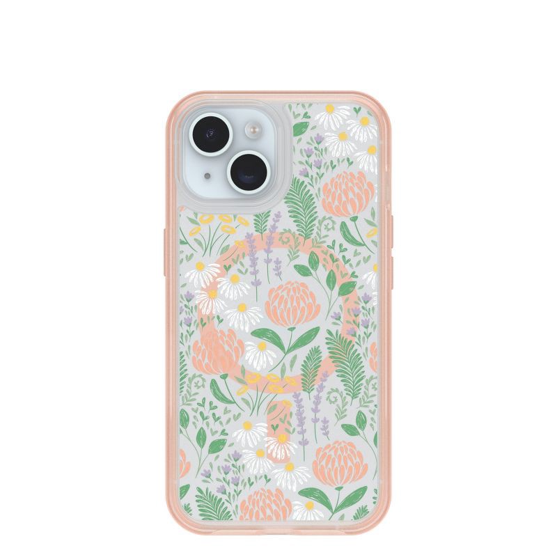slide 7 of 8, OtterBox iPhone 16e/iPhone 15/iPhone 14/iPhone 13 Symmetry Series for MagSafe Case - Peachy Bloom: Abstract Design, 1 ct