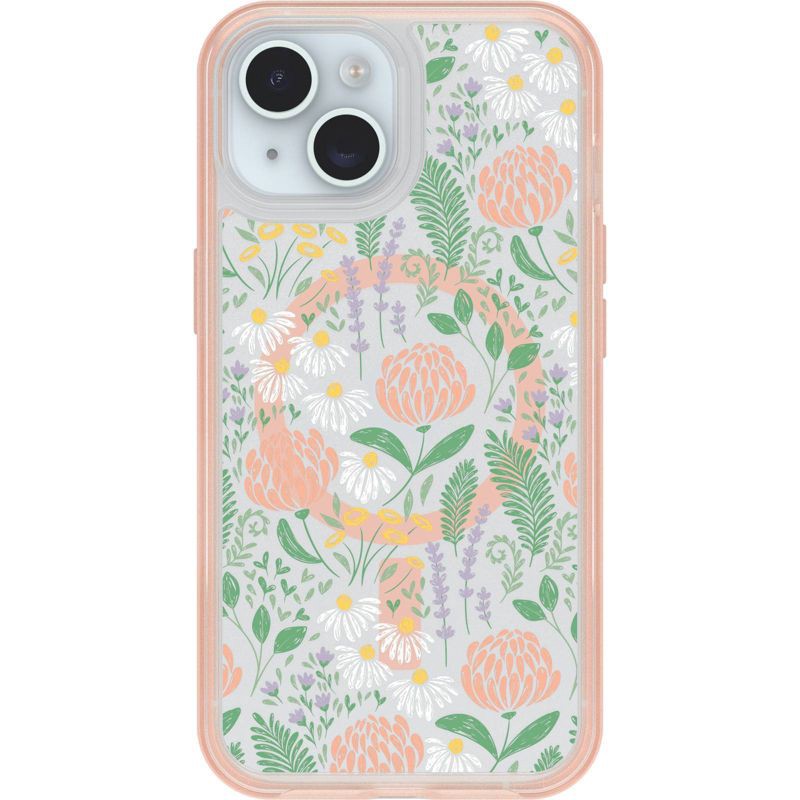 slide 1 of 8, OtterBox iPhone 16e/iPhone 15/iPhone 14/iPhone 13 Symmetry Series for MagSafe Case - Peachy Bloom: Abstract Design, 1 ct
