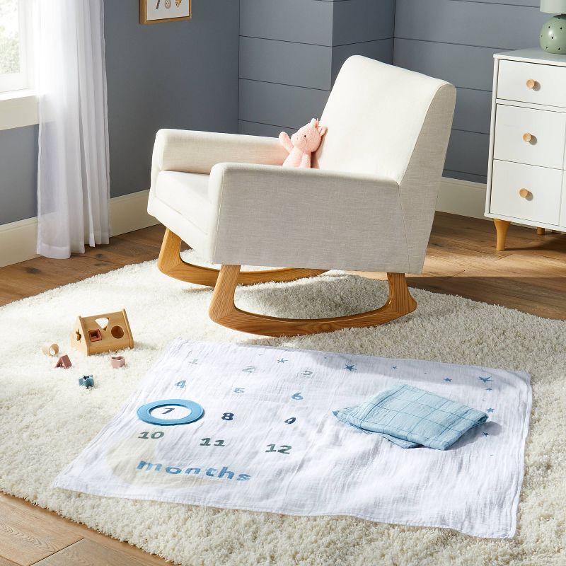 slide 2 of 4, Muslin Blanket with Felt Frame - Blue - Cloud Island™, 1 ct