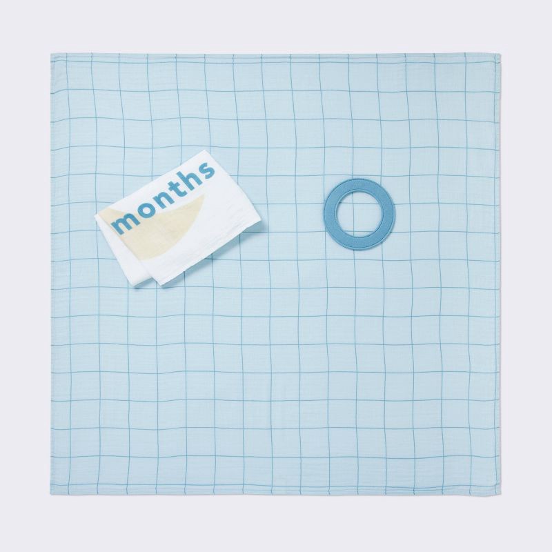 slide 3 of 4, Muslin Blanket with Felt Frame - Blue - Cloud Island™, 1 ct