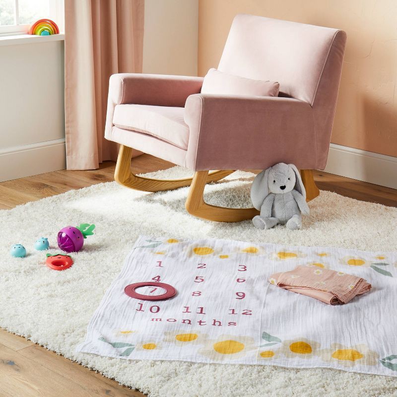 slide 2 of 4, Muslin Blanket with Felt Frame - Pink - Cloud Island™, 1 ct
