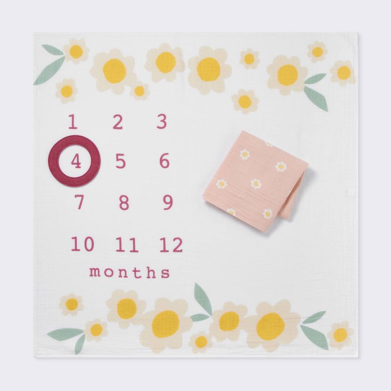 slide 1 of 4, Muslin Blanket with Felt Frame - Pink - Cloud Island™, 1 ct