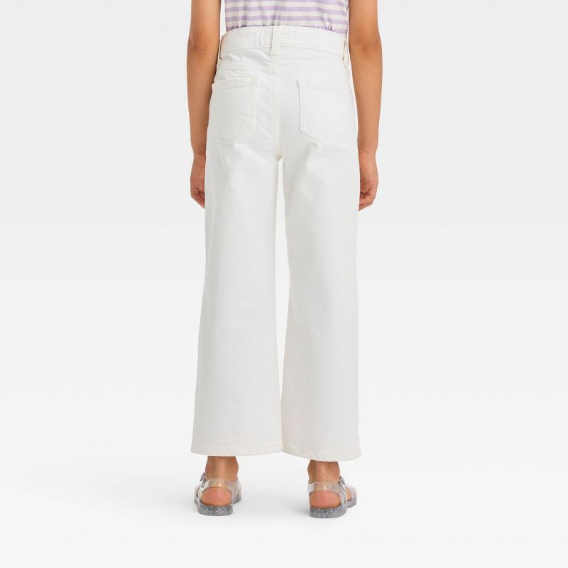 slide 2 of 3, Girls' Mid-Rise Wide Leg Crop Jeans - Cat & Jack™ White 6, 1 ct