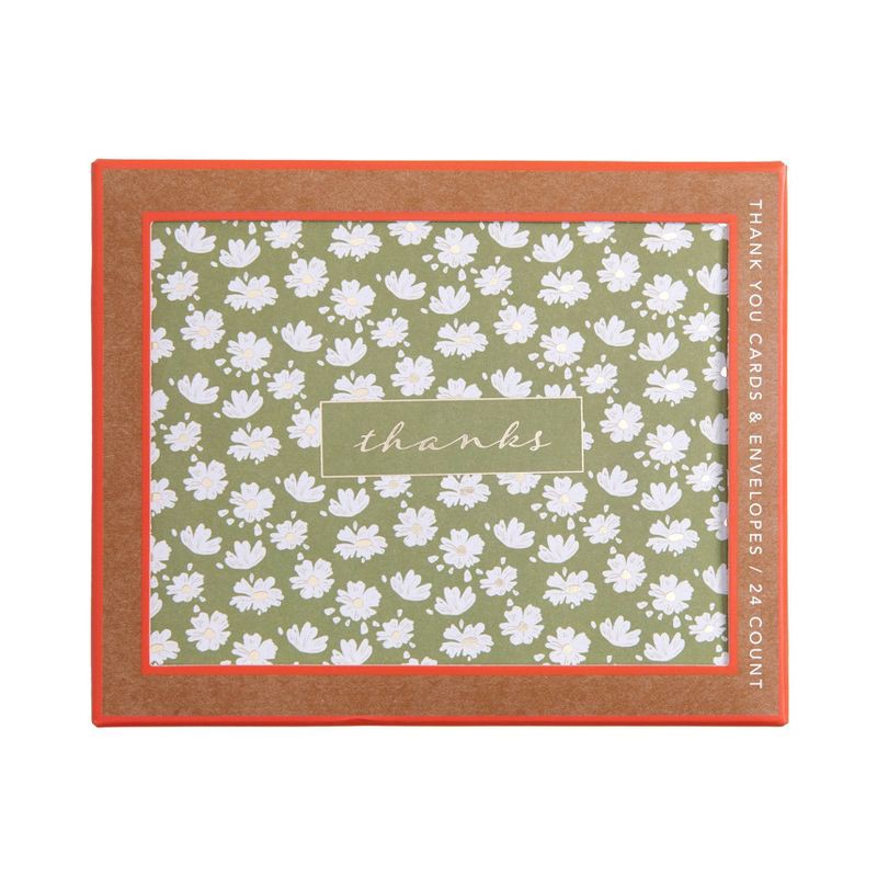 slide 1 of 3, Mara-Mi 24ct Thank You Daisy Cards Green, 24 ct