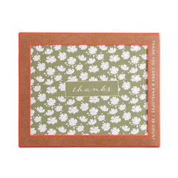 24ct Thank You Daisy Cards Green: Mara-Mi Floral Stationery Pack with Envelopes, Botanical Design, All Occasions
