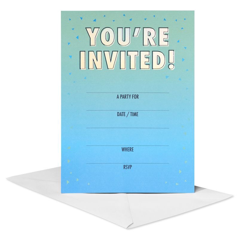 slide 2 of 6, 10ct 'You're Invited' Invitation Cards Blue: American Greetings Party Stationery, Single Panel, All Occasions, 7x5, 10 Pack, 10 ct