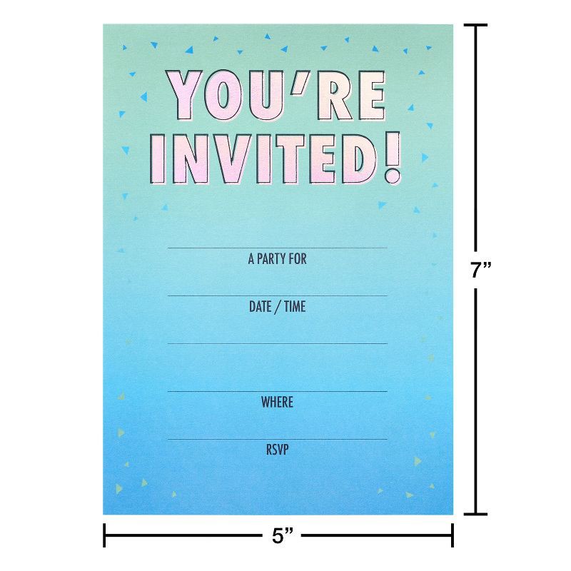 slide 5 of 6, 10ct 'You're Invited' Invitation Cards Blue: American Greetings Party Stationery, Single Panel, All Occasions, 7x5, 10 Pack, 10 ct