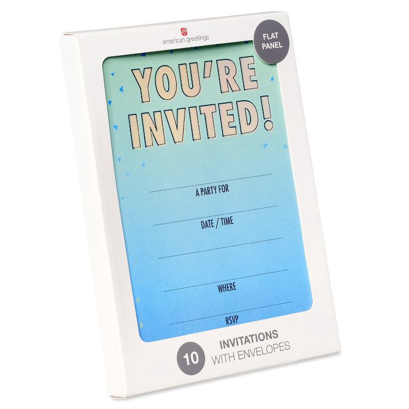 slide 6 of 6, 10ct 'You're Invited' Invitation Cards Blue: American Greetings Party Stationery, Single Panel, All Occasions, 7x5, 10 Pack, 10 ct