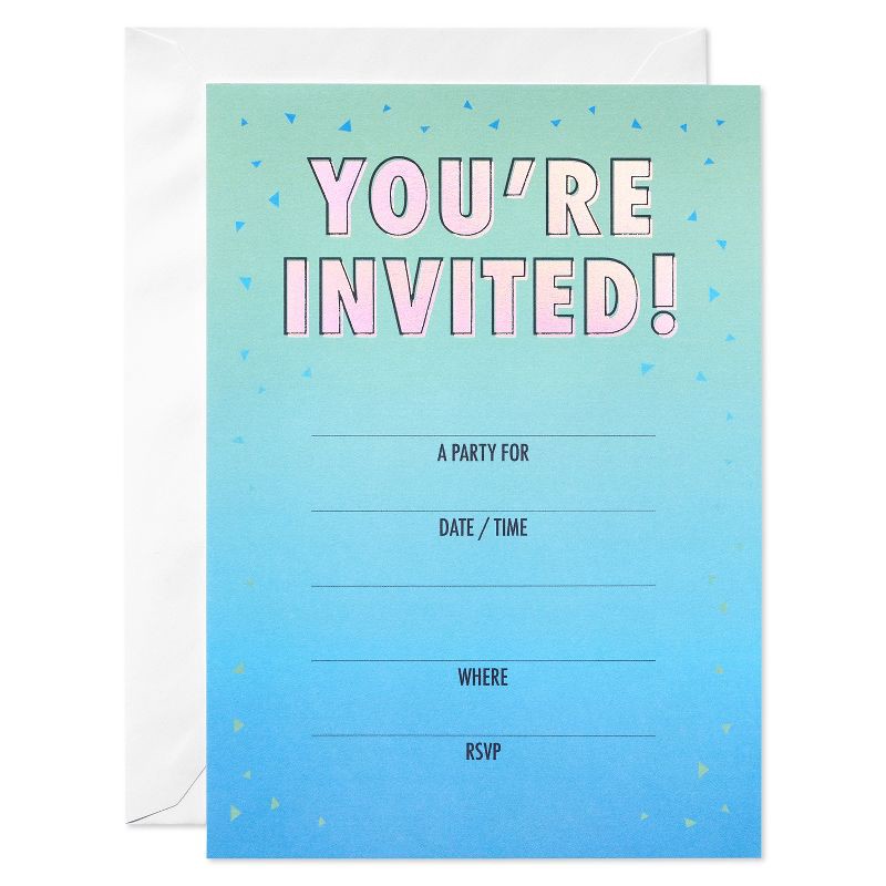 slide 1 of 6, 10ct 'You're Invited' Invitation Cards Blue: American Greetings Party Stationery, Single Panel, All Occasions, 7x5, 10 Pack, 10 ct