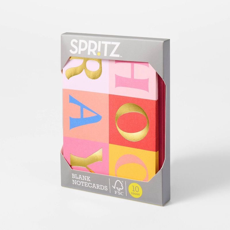 slide 2 of 2, 10ct Hooray Cards - Spritz™: Multi-Colored Thank You & Congratulations Card Pack with Envelopes, Blank Inside, 10 ct
