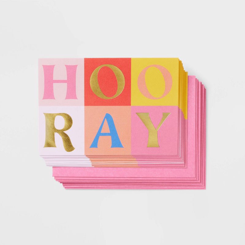 slide 1 of 2, 10ct Hooray Cards - Spritz™: Multi-Colored Thank You & Congratulations Card Pack with Envelopes, Blank Inside, 10 ct