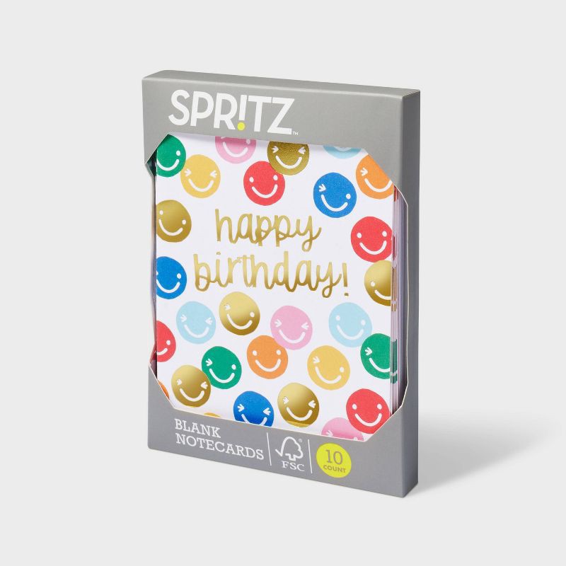 slide 2 of 2, 10ct Happy Birthday! Smiley Cards - Spritz™, 10 ct