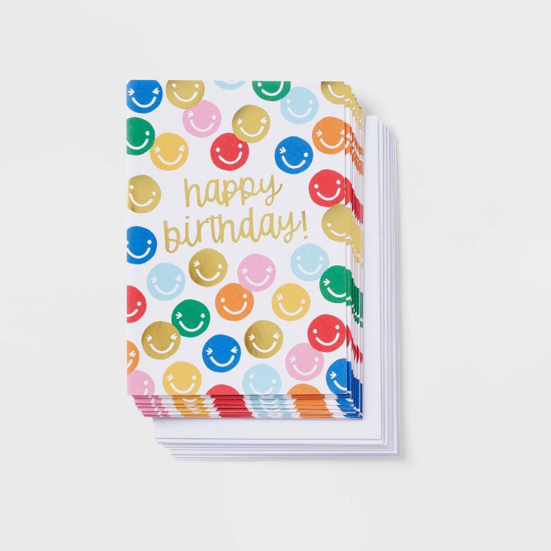 slide 1 of 2, 10ct Happy Birthday! Smiley Cards - Spritz™, 10 ct