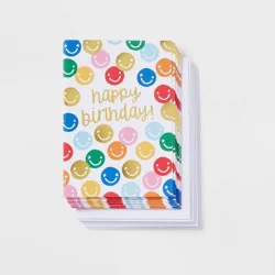 10ct Happy Birthday! Smiley Cards - Spritz™: Birthday Card Pack for Kids, Boys & Girls, Includes Envelopes, Multicolored