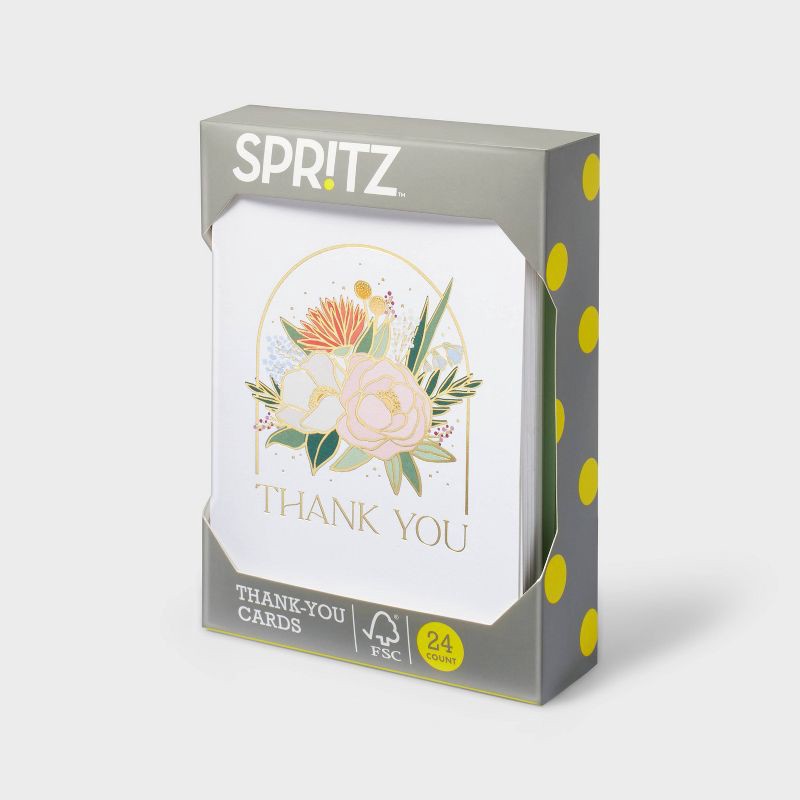 slide 3 of 3, 24ct Wedding Floral Cards - Spritz™: Thank You Notes with Envelopes, Botanical Design, Foil Accents, Single-Design Pack, 24 ct