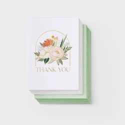 24ct Wedding Floral Cards - Spritz™: Thank You Notes with Envelopes, Botanical Design, Foil Accents, Single-Design Pack