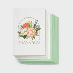 24ct Wedding Floral Cards - Spritz™: Thank You Notes with Envelopes, Botanical Design, Foil Accents, Single-Design Pack