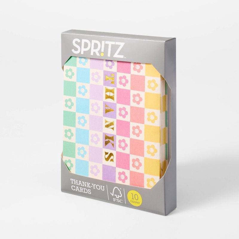 slide 3 of 3, 10ct Thanks Ombre Rainbow Daisy Cards - Spritz™: Floral Thank You Card Set, Multicolored Gift Packaging, Kids Birthday, 10 ct