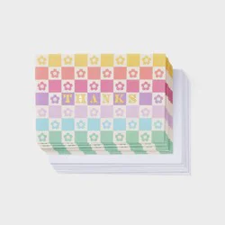 10ct Thanks Ombre Rainbow Daisy Cards - Spritz™: Floral Thank You Card Set, Multicolored Gift Packaging, Kids Birthday