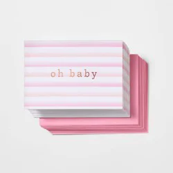 24ct Baby Girl Cards - Spritz™: Pink Stripe Design, Foil Accents, Includes Envelopes, New Baby Stationery Set