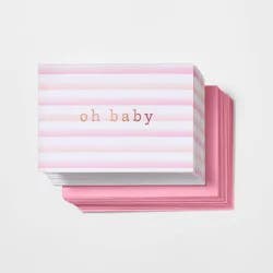 24ct Baby Girl Cards - Spritz™: Pink Stripe Design, Foil Accents, Includes Envelopes, New Baby Stationery Set