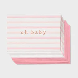 24ct Baby Girl Cards - Spritz™: Pink Stripe Design, Foil Accents, Includes Envelopes, New Baby Stationery Set