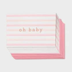 24ct Baby Girl Cards - Spritz™: Pink Stripe Design, Foil Accents, Includes Envelopes, New Baby Stationery Set