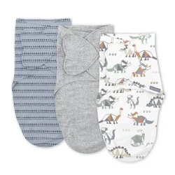 SwaddleMe by Ingenuity Monogram Collection Swaddle Wrap, for Ages 0-3 Months - Dino Mite - 3pk