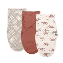 SwaddleMe by Ingenuity Monogram Collection Swaddle Wrap, for Ages 0-3 Months - Rising Sun - 3pk