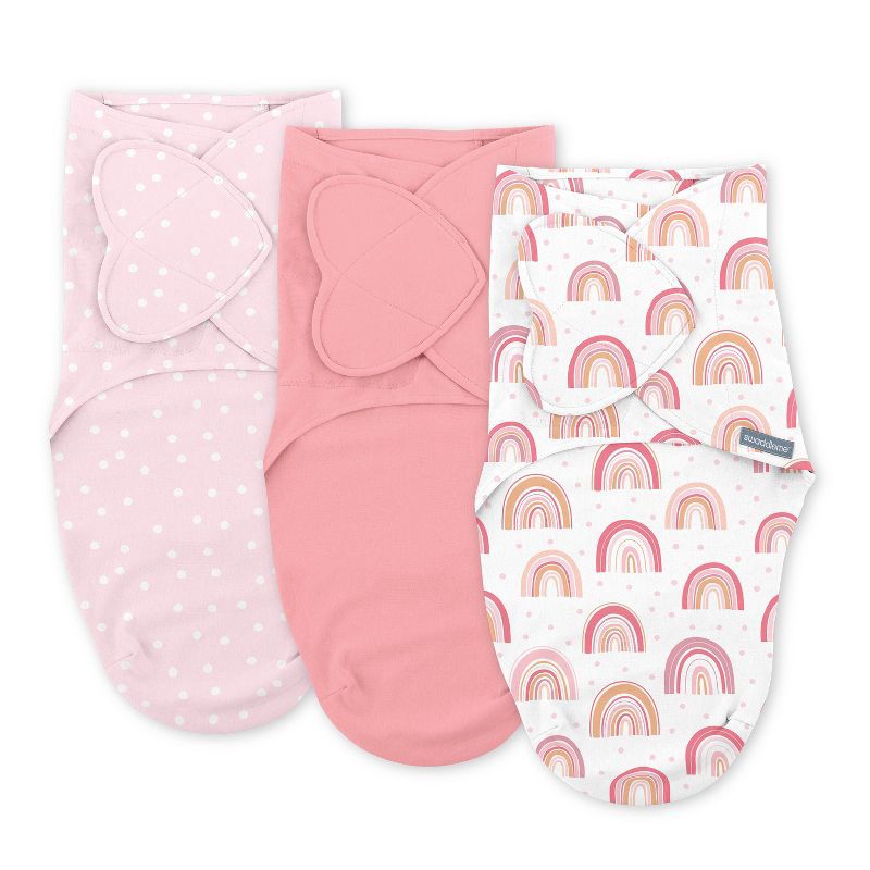 slide 1 of 11, SwaddleMe by Ingenuity Monogram Collection Swaddle Wrap, for Ages 0-3 Months - Rainbow - 3pk, 3 ct