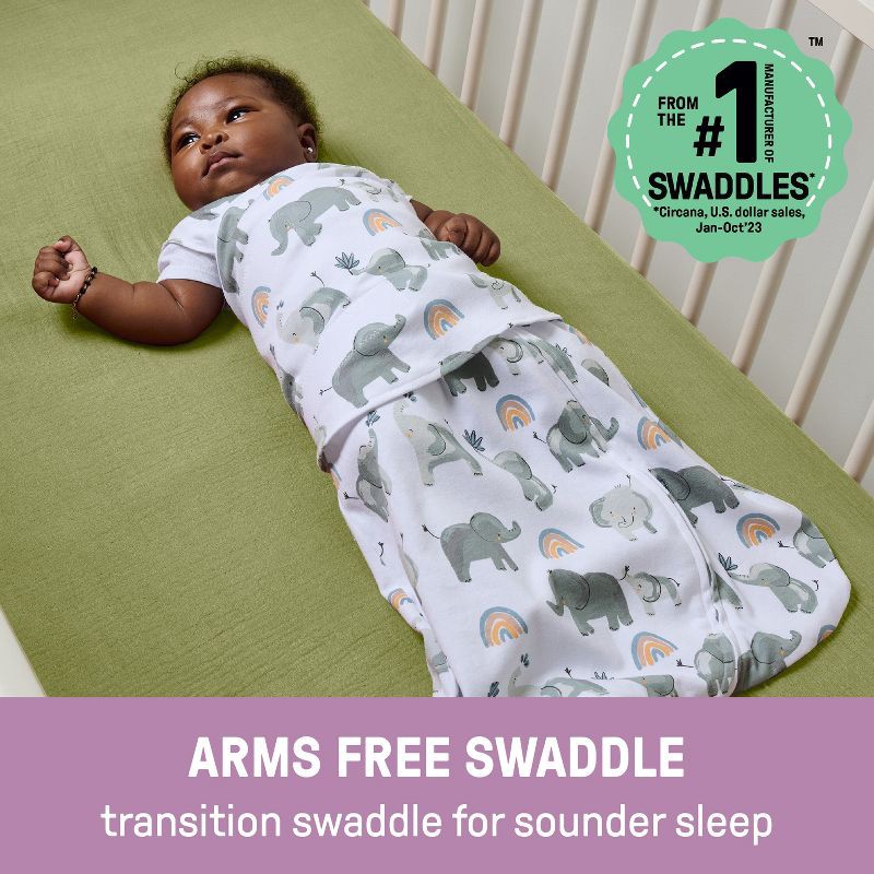 slide 2 of 15, SwaddleMe by Ingenuity Arms Free Convertible Swaddle Wrap - Happy Elephants, 1 ct