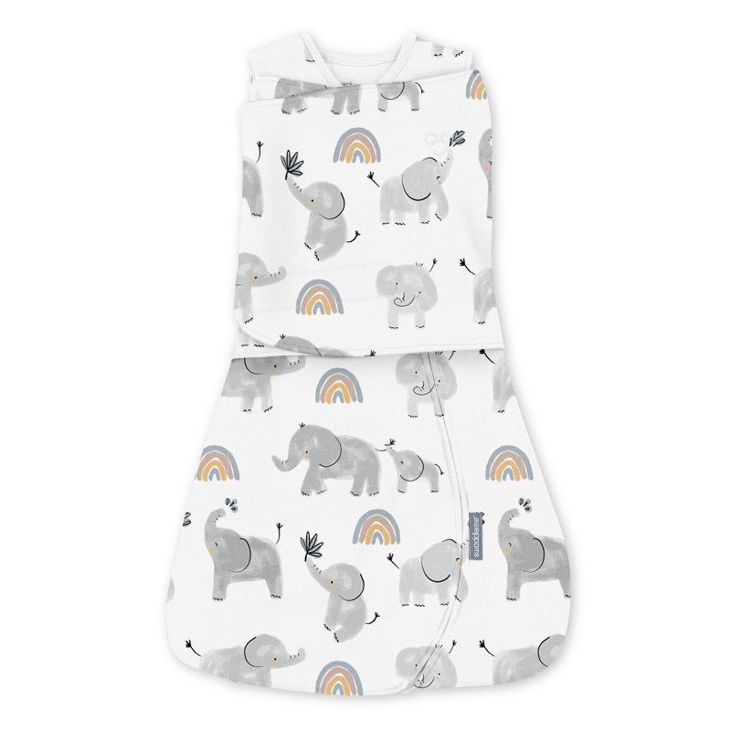 slide 1 of 15, SwaddleMe by Ingenuity Arms Free Convertible Swaddle Wrap - Happy Elephants, 1 ct