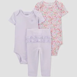 Carter's Just One You® Baby Girls' Floral Top & Bottom Set - Purple 3M