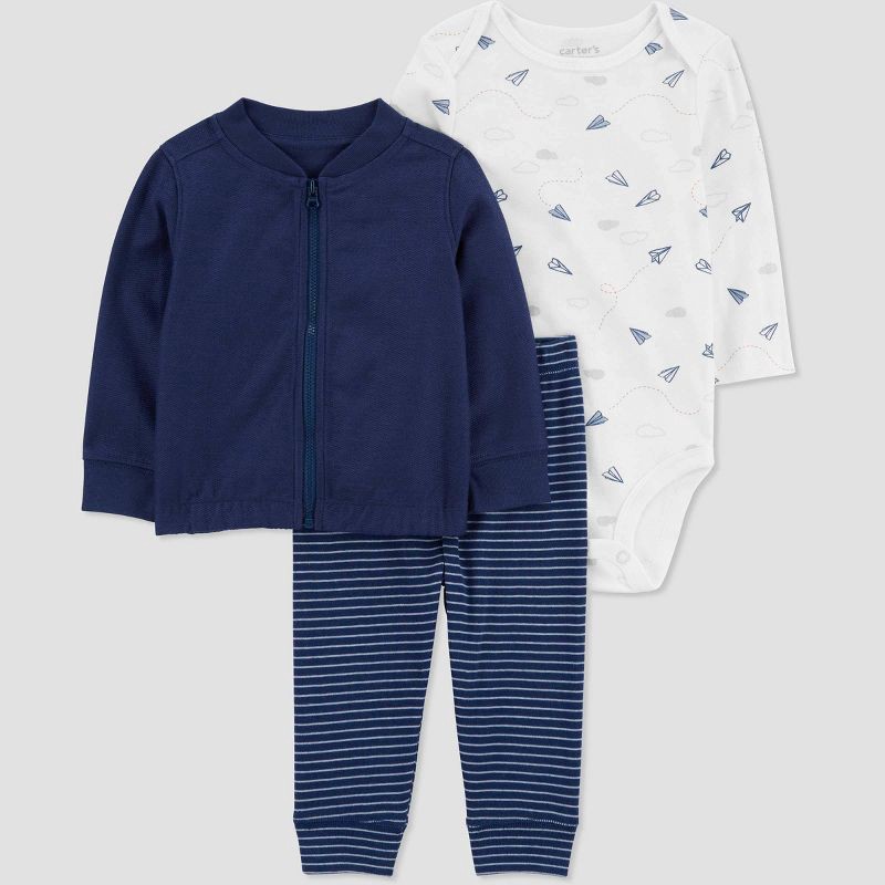 Carter's Just One You® Baby Boys' 3pc Sunshine Top & Bottom Set - Navy Blue  Preemie