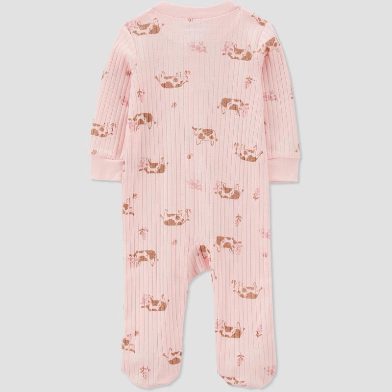 slide 2 of 4, Carter's Just One You® Baby Girls' Cows Footed Pajama - Pink/Brown 9M, 1 ct
