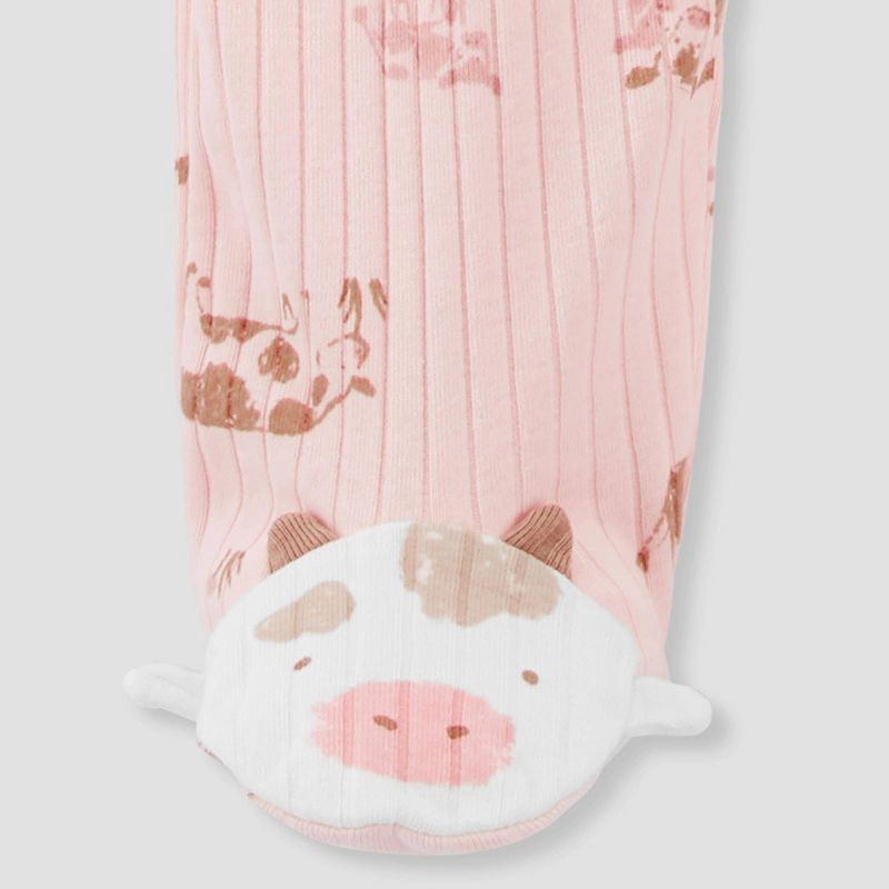 slide 3 of 4, Carter's Just One You® Baby Girls' Cows Footed Pajama - Pink/Brown 9M, 1 ct