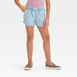 Girls' Mid-Rise Pull-On Jean Shorts - Cat & Jack™ Light Wash M
