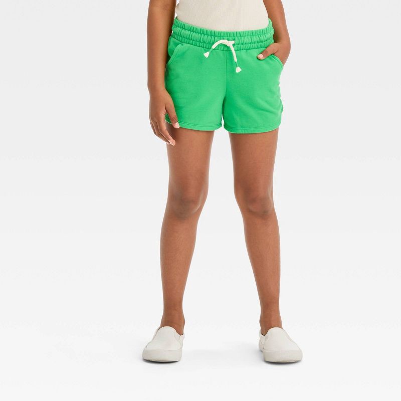 slide 1 of 3, Girls' Knitted Pull-On Shorts - Cat & Jack™ Jade Green S, 1 ct