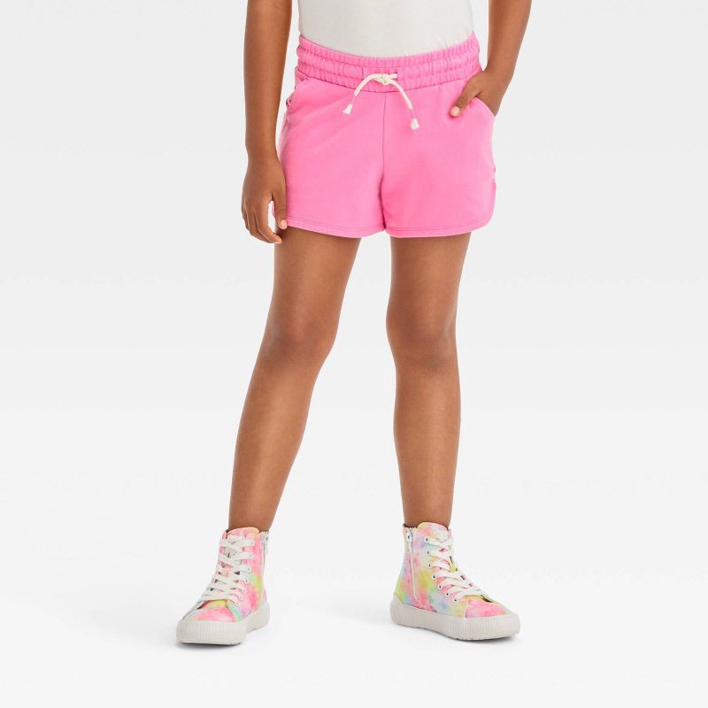 slide 1 of 3, Girls' Knitted Pull-On Shorts - Cat & Jack™ Bright Pink S, 1 ct