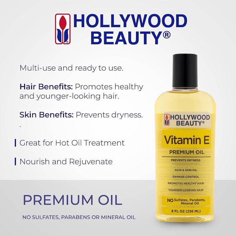 slide 4 of 4, Hollywood Beauty Vitamin E Hair, Scalp and Skin Oil - 8 fl oz, 8 fl oz