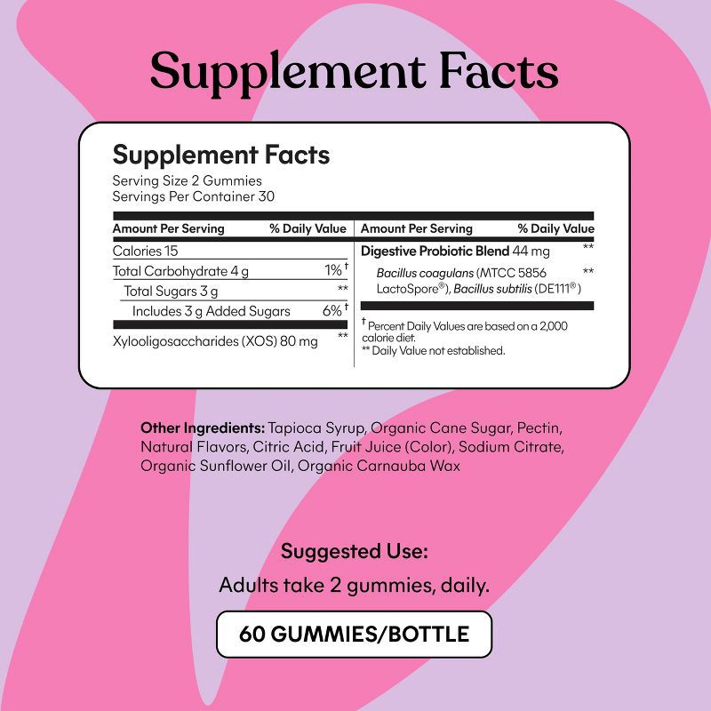 slide 4 of 5, Lemme Debloat Daily Digestive Probiotic Vegan Gummies - 60ct, 60 ct