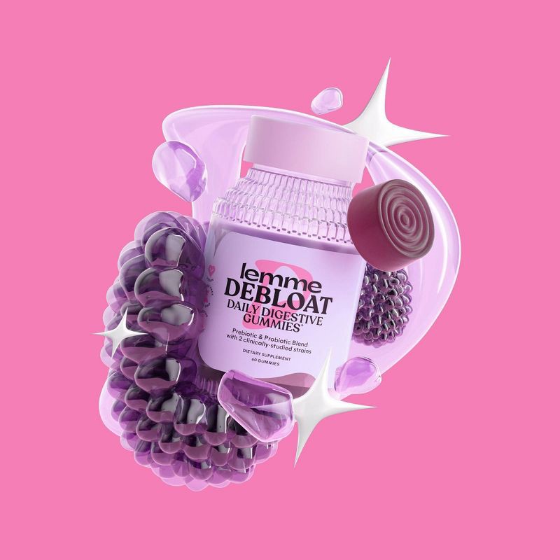 slide 5 of 5, Lemme Debloat Daily Digestive Probiotic Vegan Gummies - 60ct, 60 ct
