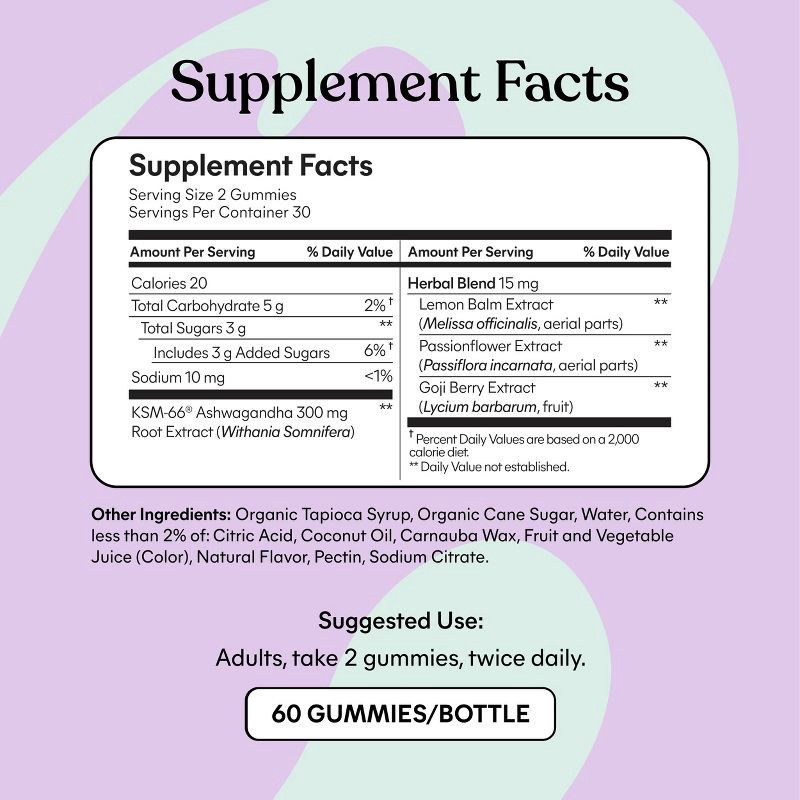 slide 4 of 6, Lemme Chill De-Stress Ashwagandha Vegan Gummies - 60ct, 60 ct