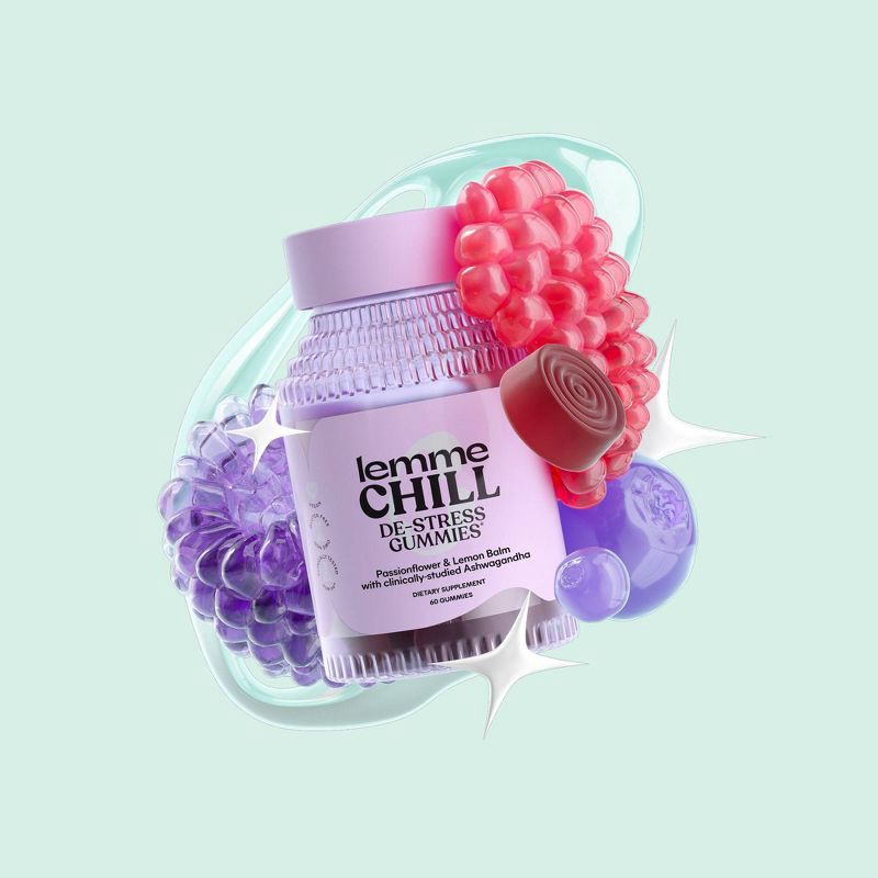 slide 6 of 6, Lemme Chill De-Stress Ashwagandha Vegan Gummies - 60ct, 60 ct