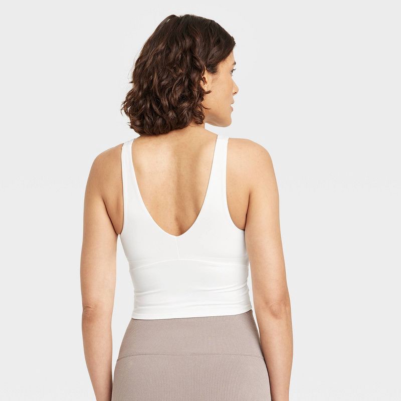 slide 2 of 6, Women's Flex Light Support V Neck Cropped Sports Bra - All In Motion™ Cream M: Moisture Wicking, Quick Drying, UPF 50+, 1 ct